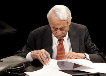 Heffner studies his notes in preparation for a taping of The Open Mind. PHOTO: RANDY MONCEAUX